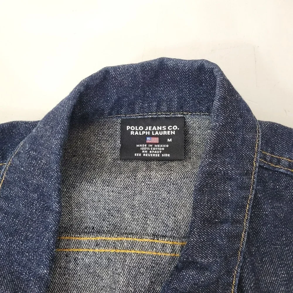 Polo Jeans Co. Ralph Lauren Studded American Flag Logo Denim Jacket - Picture 4 of 4